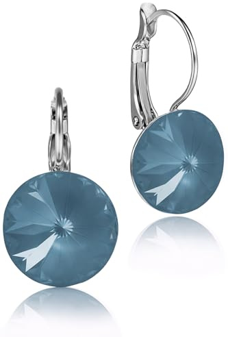 LUISIA Ohrringe Rivoli mit funkelnden Premium Kristallen (12 mm, Matt Denim Jeansblau)