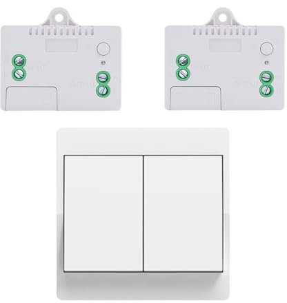 Cerhot Remote Light Switches Wireless, Interruttori di controllo remoto, Interruttore luce cinetico, Interruttore luce wireless Per luci Illuminazione domestica Senza batteria (EU 2 marce, 1 V2 A)