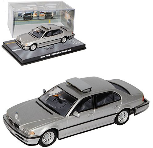 Ixo Defekte Vitrine B*M*W 7er 750iL E38 Silber 1994-2001 J. Bond 1/43 Modell Auto mit individiuellem Wunschkennzeichen