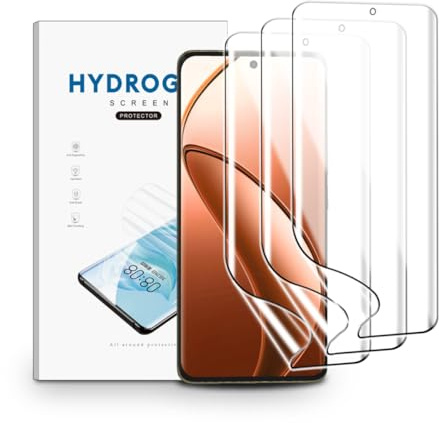 nvskvd 3 Piezas Película de Hidrogel para Realme 12 Pro+ /Realme 12 Pro | Protectores de Pantalla TPU de alta definición, Lámina Flexible de Resistente a arañazos, Tacto de alta sensibilidad