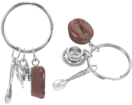 TOGEVAL 2pcs Keychain Spoon Charm Mini Cup Keyring for Decorative Bag Car Keys