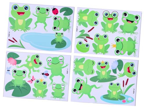 Vaguelly Adesivi Murali a Forma Di Anfibi Per Bambini, Decorazione Parete Fai Da Te, Fogli Adesivi Per Pareti Lisce in Cameretta, Set 4 Fogli