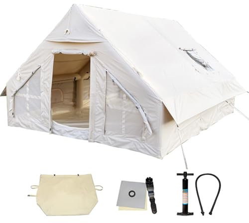 Großes aufblasbares Zelt für 8 Personen, Segeltuch, einfache Einrichtung, wasserdichtes Tipi für Familie, Camping, Wandern, 4 Jahreszeiten, atmungsaktiver Outdoor-Unterschlupf