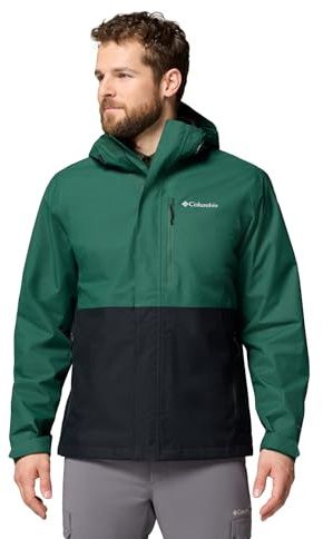 Columbia Men's Hikebound 2 Jacket, Waterproof Rain Jacket, Rain Forest/Black, Large