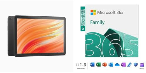 Amazon Fire HD 10 tablet (2023), 10.1 FHD, 3GB RAM, 32GB, Black, with ads + Microsoft 365 Family 12+3 Month Subscription for 6 users, 1TB cloud storage, Word, Excel, PowerPoint for PC/Mac