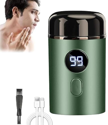 Vishopee Shaver, Vishopee Mini Shaver, Vishopee Rasierer, Tragbarer Elektrischer Mini Rasierer, IPX7 Wasserdichter Elektrorasierer Herren, Nass- und Trockenrasierer Reiserasierer für Männer (Grün)