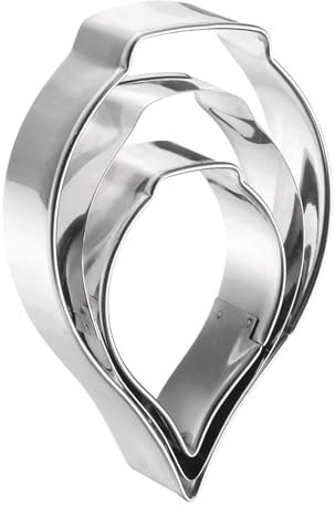 sourcing map Calla-Lilien-Ausstechformen-Set, verschiedene Größen, Edelstahl, Aderung, Blume, Zuckerpaste, Blütenblatt, Ausstechformen für Gebäck, Fondant, Kuchen, Kekse, 3 Stück