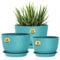 3 Pack Plastic Plant Pots,30/25/23CM,Large Plant Pots Indoor Flower Pots with Drainage Holes Saucer and Reservoir for All House Plants(Dark Green)
