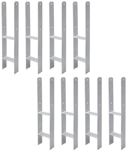Gimisgu H-Pfostenanker 8 Stück H-anker Pfostenträger Bodenanker für Pfosten H-Pfostenschuh für Zaun und Gewächshaus Pfosten Vierkantholzpfosten(81x600mm)