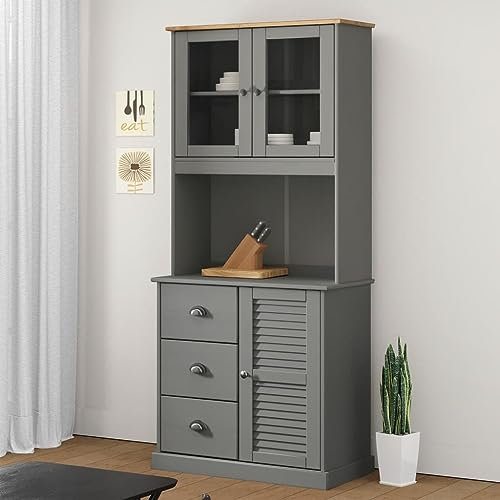 Lauuoeriau Möbelartikel Home Kommode Top VIGO Grau 78x30x100cm Massivholz Kiefer Möbel