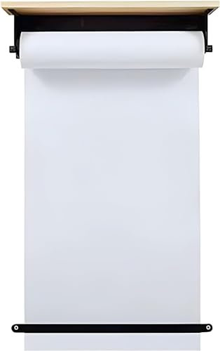 LOWBDGFU Porta Rotolo di Carta da pacchi da Parete， taglierina per distributore di Carta Nera con Rotolo di Carta Kraft da 50 m， Porta Carta per Appunti，Style 2-37cm/14.6in Wide