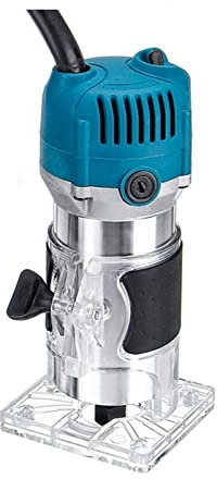 EDEDE Elektrische Oberfräse, Elektrisches Trimmer-Holzfräser-Werkzeug Holzbearbeitungs-Fräser Zimmerei Manuelle Trimmer-Werkzeuge Oberfräser-Kantenverbinder 1200 W 35000 U/min(Blue)