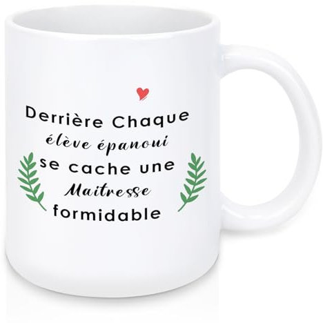 EGHTvmok Cadeau Maitresse D'école Fin D'année,Cadeau Personnalisé Maitresse Cadeaux Merci Professeur Départ Retraite Maîtresse Fin D'année Noel Noël Remerciements Saint Valentin Mug Tasse