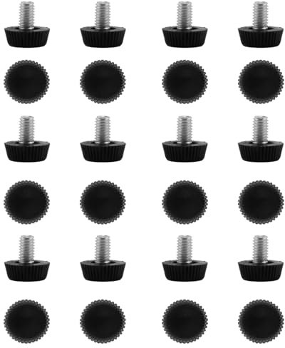 24 Pieds de Meuble Nivellement Réglables M6, Protection Sol Caoutchouc Antidérapant, Protection Pied de Chaise Pieds de Meubles pour Tables, Chaises, Canapés, Réglables en Hauteur, Noir