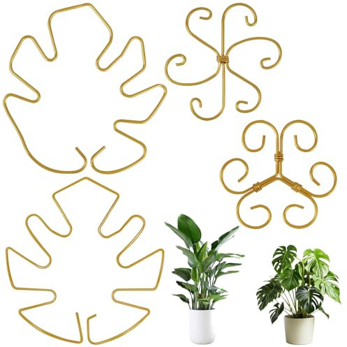 4 Soportes metálicos para Tallos de Plantas, estabilizador Reutilizable para Monstera, Diferentes tamaños, Accesorios de Crecimiento para Plantas trepadoras de Interior y Exterior