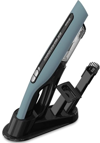 Trisa Handstaubsauger Akku Kabellos 120W, 30Min, LED, HEPA Auto Hellblau | 2 Saugstufen, 200ml Beutellos, Waschbarer HEPA-Filter, Wandhalterung mit Ladefunktion, 5 Jahre Garantie