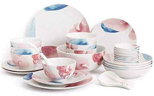 Geschirr-Set aus Knochenporzellan, 36-teilig, elegante Keramik-Teller und -Schüsseln, perfekt für Essen und Unterhaltung