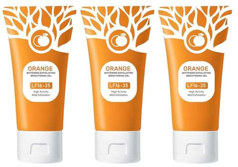Set de cuidado facial para adolescentes, 3 unidades, gel exfoliante naranja, gel exfoliante para cara y cuerpo, exfoliante facial, limpieza profunda, hidratante y de secado rápido (C, talla única)