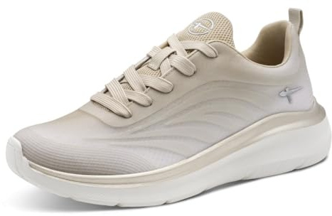 Tamaris Damen Wide FIT Sneaker Textil Feeling Light, beige, 41