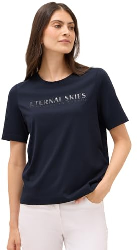 CECIL T-Shirt mit Wording Artwork urban Dark Blue L