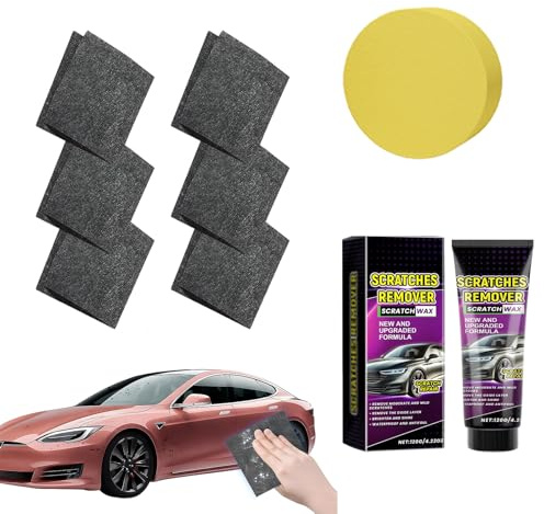 Nano Sparkle Tuch Auto Kratzer Entferner Set 2025,Kratzerentferner für Lackpflege,Autolack Reparatur Polieren Kit mit 6 x Nano Tuch & 120g Paste,Polierwachs & Glanzauffrischung–Für alle Fahrzeugtypen