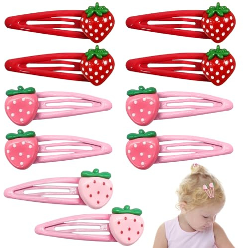 Simsky 12 Stück Erdbeer Haarspangen, Haarschmuck aus Harz für Kinder & Mädchen, für den täglichen Gebrauch, Geburtstagspartys oder als Headwear Styling