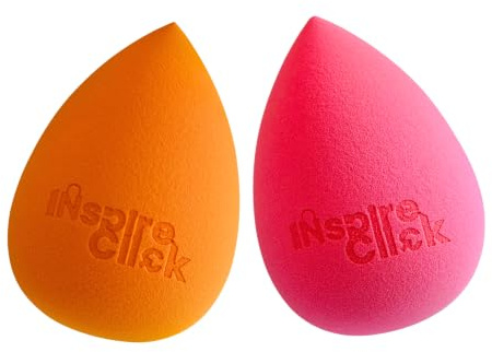 Sponge Puff Soft Tear Drop Blender for Blending Smooth Even Flawless Finish Pink & Orange Makeup Sponge Set Beauty Blender Sponges for Foundation Liquid Cream & Powder Latex-Free Face Makeup