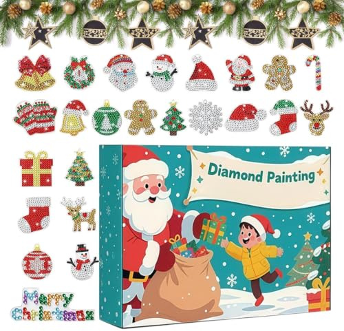 Calendrier Noël Décompte 24 Jours Jouet De Peinture À Strass Scintillants