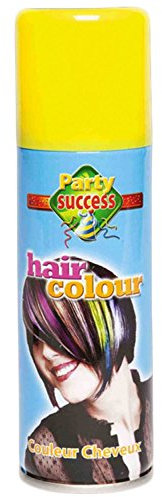 HOT LOOK LDIES WOMENS MENS UNISEX FANCY DRESS NOVELTEY HAIR SPRAY WHITE BLACK YELLOW ORANGE PINK SILVER PURPLE RED GREEN BLUE 125ML (YELLOW)