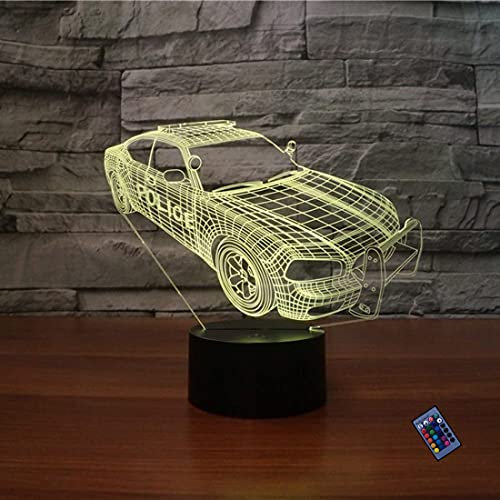 Optische Täuschung 3D Polizei Auto Nacht Licht 16 Farben Andern Sich Fernbedienung USB-Strom Touch Schalter Dekor Lampe LED Lampe Tisch Kinder Brithday weihnachten Geschenk
