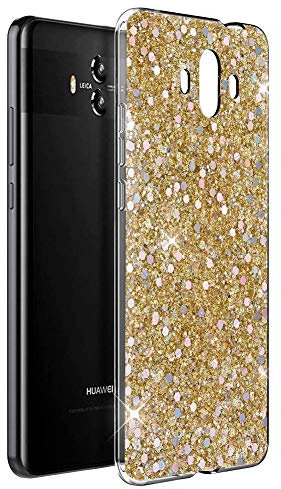 OKZone Cover Huawei Mate 10, Custodia Lucciante con Brillantini Glitters Ultra Sottile Design Case Cover di Alta qualità in Silicone TPU Bumper Smartphone Protezione Cover per Huawei Mate 10 (Oro)