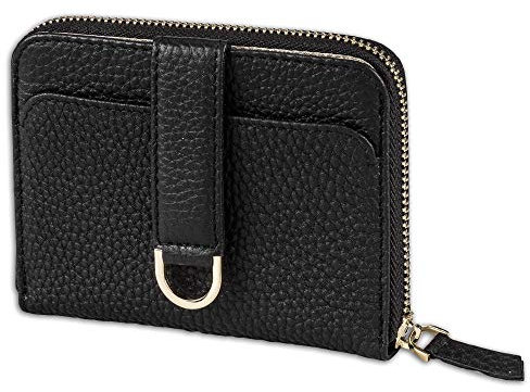 Vaultskin Portemonnaie für Damen mit Reißverschluss - RFID Geldbörse mit Kartenfächern & Münzfach, Kleiner Geldbeutel Damen für Kreditkarten und Scheine (Schwarz, BELGRAVIA)