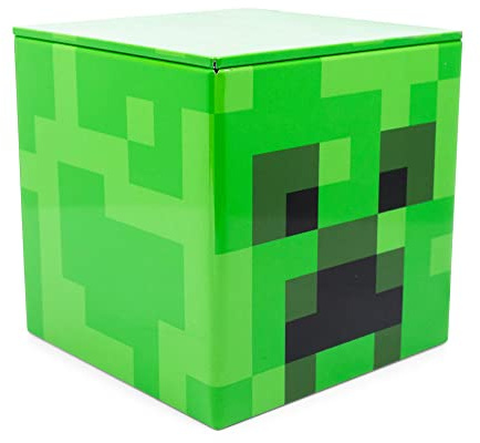 Caja de almacenamiento Minecraft Creeper de estaño con tapa | 10 cm, Verde, Talla única, (RBF-16728-C)