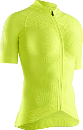 X-Bionic Effektor 4.0 Kurzarm-Radsport-Kompressions-Jersey-T-Shirt mit Reißverschluss Gelb Frau Grösse S