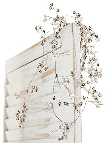 Loberon Girlande Meulers, mit klingenden Glocken, filigranes Design, Weihnachtsdekoration, Weihnachten, Stahldraht, Glas, Eisen, antiksilber
