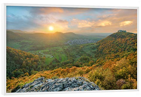 artboxONE Poster mit weißem Rahmen 90x60 cm Natur Hohenneuffen Schwäbische ALB - Bild neuffen Burg Castle