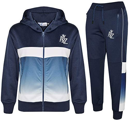 A2Z 4 Kids Boys Girls Tracksuit 3D Digital Two Tone Gradient A2Z Logo - T.S 307 Navy 5-6