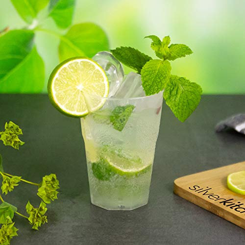 Silverkitchen 25 Cocktailbecher 200ml - bruchsichere Mehrwegbecher wiederverwendbar Cocktail Becher Longdrinkgläser transparent aus PP Plastik Made In Germany