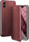 ONEFLOW Business Case für iPhone X/iPhone XS Handyhülle klappbar mit Standfunktion, Klapphülle Flipcase Cover Dünn, PU Leder Hülle mit Kartenfach, 360 Grad Schutzhülle, Weinrot