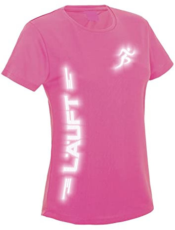 Laufshirt Damen Reflex Funktionsshirt Running T-Shirt Läuft Neonpink L
