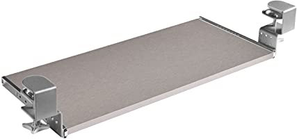 FIX&EASY Tastaturauszug klemmbar mit Tastaturablage 800X400mm alu silber Dekor, Tischklemmen höhenverstellbar silber, Schienen verzinkt 400mm, Auszug für Tastatur Maus Keyboard und Laptop Ablage