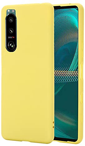 BRAND SET Handyhülle für Sony Xperia 5 III Silikon Hülle, mit Mikrofasertuch Futterkissen Soft Touch Schutzhülle für Sony Xperia 5 III-Gelb