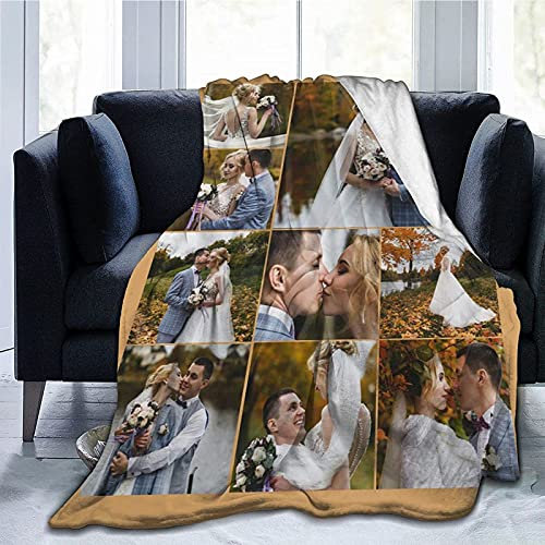 UOOYAA Fotodecke mit Eigenem Foto Name,Super Weich Personalisierte Foto Decke Selbst Gestalten Bedrucken Lassen Kuscheldecke Geschenk für Freunde Familie Geburtstag Weihnachten(9 Fotos)