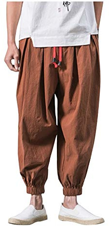 IQYU Pantalon sarouel pour homme - Simplicité - Style chinois rétro - Jambes larges - Pantalon de yoga Pilates - Arts martiaux - Kung Fu Tai Chi Thaï - Loisirs - Bocker de sport