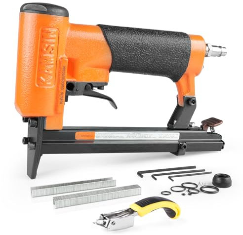 KAMSIN KN8016 druckluftnagler, 0.6 cm crown nagelpistole, nimmt 6-16mm nägel auf, klammerpistole für möbel, schränke, bettzeug, bilderrahmen