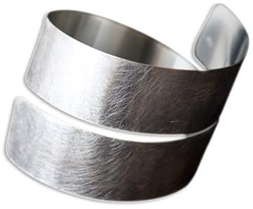 Silberarmreif aus 925 Sterling Silber – Offener Armreif Damen – Flexible Armspange – Breiter Armring – Handgefertigt in Juwelierqualität