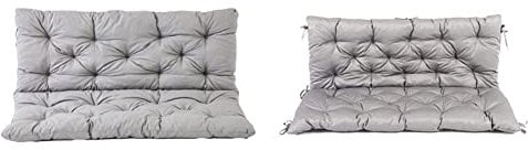 Ambientehome 3er Bank Sitzkissen und Rückenkissen Hanko, grau, ca 150 x 98 x 8 cm, Bankauflage, Polsterauflage & Auflage mit Rückenteil für 2er Bank EVJE Bankauflage Sitzkissen in Hellgrau