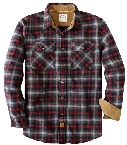 Dubinik® 6 oz Chemise à Carreaux Homme Flanelle Longues Manches Confort
