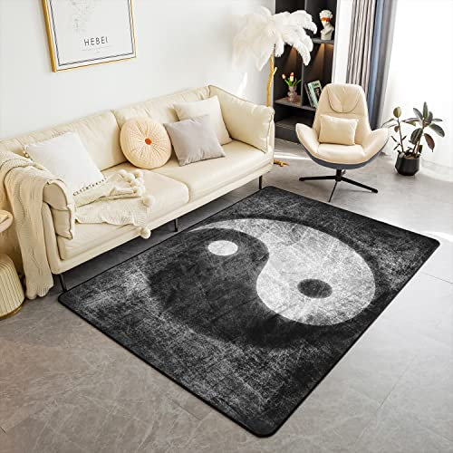 Yin Yang Teppich, Boho, Trippy, Wohnzimmer-Teppich für Schlafzimmer, Heimdekoration, traditionelles Ying-Yang-Thema, Teppich, ultraweich, rutschfest, für den Innenbereich