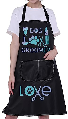 ENSIANTH Fellschürze für Hunde, wasserdicht, mit Taschen, Hundefriseure, Geschenk für Hundefriseure, Fellpflegeschürze für Hunde, 38